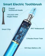 Rtauys S5 Upgraded Sonic Electric Toothbrush for Adults and Kids Ages 12+ with 8 Brush Heads, IPX7 Travel Toothbrush with Case, - Image 4