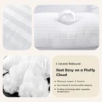 LUX Décor Hotel Stripe Pillows Set of 2 – Down Alternative Bed Pillows for Sleeping – Soft & Supportive Hotel Quality - Image 2