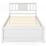Twin Size Bed Frame with Headboard Wood Slat Support No Box Spring Needed