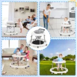 Wismind Baby Walker with Adjustable Height, Foldable Toddler Walker with Wheels & Activity Tray - Image 5