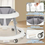 Wismind Baby Walker with Adjustable Height, Foldable Toddler Walker with Wheels & Activity Tray - Image 2