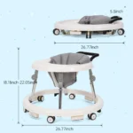 Wismind Baby Walker with Adjustable Height, Foldable Toddler Walker with Wheels & Activity Tray - Image 6