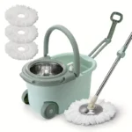 Spin Mop and Bucket Set with Wringer 360° Spinning, 4 Microfiber Mop Heads 61" Adjustable Handle Stainless Steel Floor Cleaner - Image 8