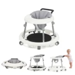 Wismind Baby Walker with Adjustable Height, Foldable Toddler Walker with Wheels & Activity Tray