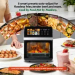 10QT Air Fryer Toaster Oven Combo with 10 Presets, Family Size Compact Oven for Roasting Whole Chicken/Double Cooking Easy Clean