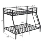 win Over Full Bunk Bed Frame with Ladder Metal Beds Frames for Bedroom Black - Image 2