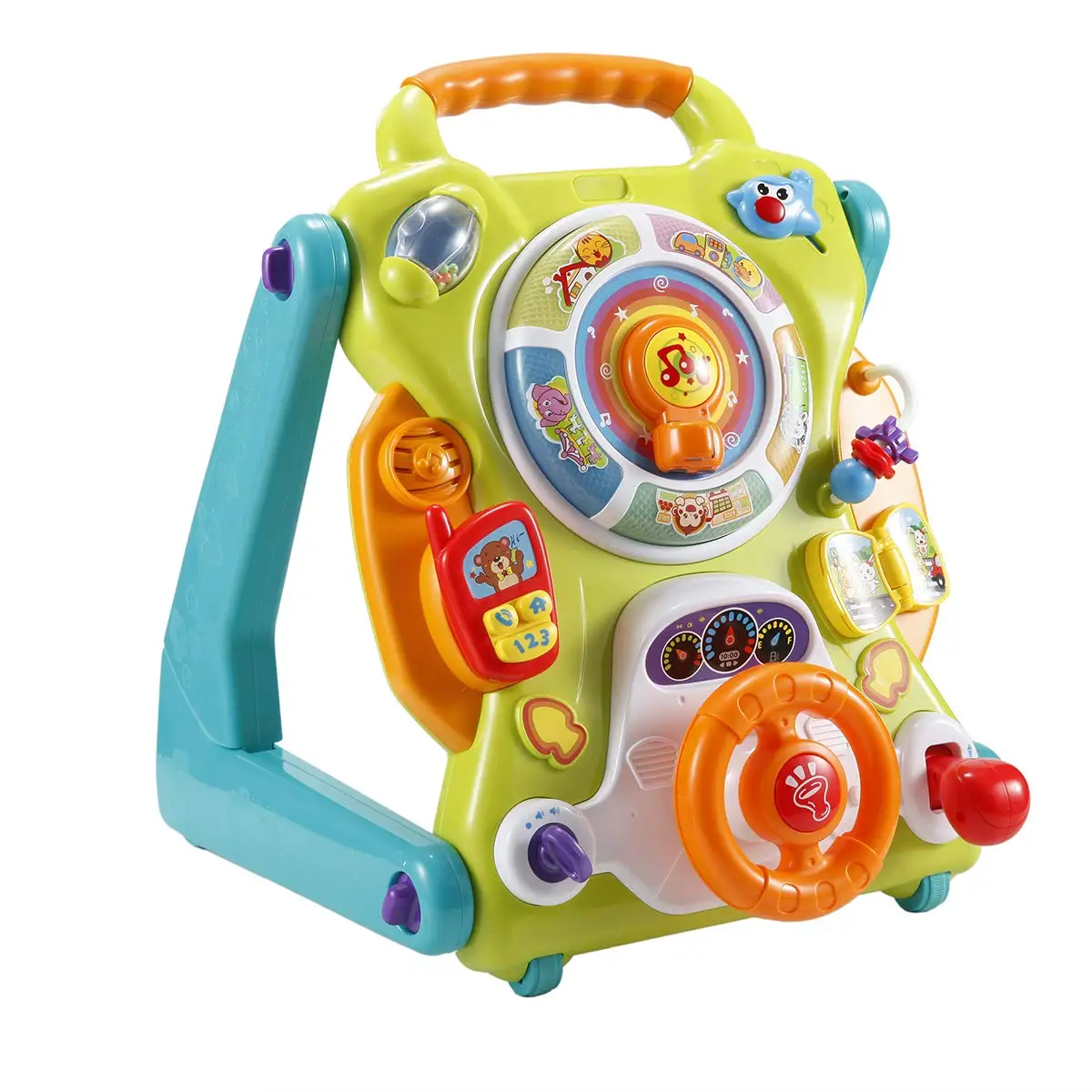 Ac825be183f404516a92c531643a53887k.webp 3-in-1 sit-to-Stand Baby Walker, an All in 1 Learning Walker, Entertainment Table, Drawing Board for Infant Development (White/G - Image 1