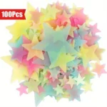 100 Pcs Glow in The Dark Luminous Colorful Stars Fluorescent Noctilucent Plastic Wall Stickers Murals Decals for Home Art Decor