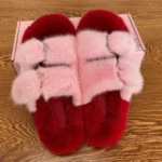 Winter European Fashion Women’s Shoes Ladies Slippers 100% Mink Slippers