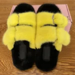 Winter European Fashion Women’s Shoes Ladies Slippers 100% Mink Slippers