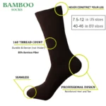 Match-Up  Men Bamboo Coffee Socks Breathable Anti-Bacterial man Business Dress Socks (6 Pairs/Lot) - Image 2