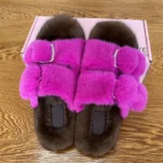 Winter European Fashion Women’s Shoes Ladies Slippers 100% Mink Slippers
