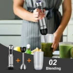 BioloMix 4 in 1 High Power 1200W Immersion Hand Stick Blender Mixer Includes Chopper and Smoothie Cup Stainless Steel Ice Blades - Image 4