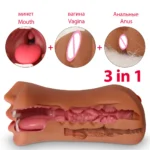3 In 1 Vagina Stick Male Masturbator Sex Toys For Men Realistic Artificial Rubber Pussy