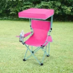 Kids Canopy Camp Chair Safety Lock Portable Outdoor Chair with Canopy Adjustable Sunshade Cup Holder Kids 125lb Capacity - Image 6