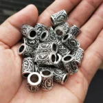 24pcs Metal Tubes Hair Braid Beard Dreadlock Beads Viking Rune Bead Spacer Knife Beads Rings Clips Styling Tools Pendant Braider - Image 4