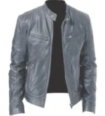 2023 Fashion Mens Leather Jacket Slim Fit Stand Collar PU Jacket Male Anti-wind Motorcycle Lapel Diagonal Zipper Jackets Men - Image 4