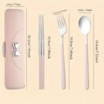 3PCS Portable Cutlery 304 Stainless Steel Spoon Fork Chopsticks Travel Tableware Set with Bow Box Dishwasher Safety for camping - Image 3
