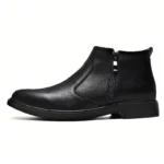 Autumn and Winter New High-Top Leather Shoes for Men, Zippered Leather Boots, Fashionable Versatile Business Casual Shoes, Men's Formal Shoes, Chelsea Boots - Image 4