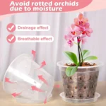 5Pcs Transparent Orchid Pot 4/5/6/7inch Planter Pot with Holes and Saucers Breathable Flower Plant Pot for Nursery