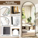 21×64 inch Arched Full Length Mirror-Aluminum Alloy Frame High Definition-Full Body Mirror for Bedroom or Living Room