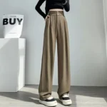 Lady Baggy High Waist Suit Pants Women Classic Designer Straight Leg Trousers Girls Fashion Casual Daily Slacks