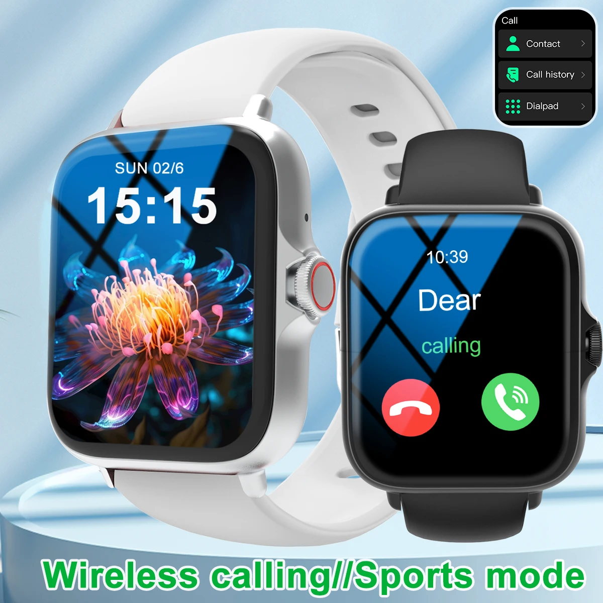 S03cff4f2c9d448789f108c878e991a98w.webp Smart watch with full touch screen, call, message reminder, music control and other functions, compatible with iPhone/android mo - Image 1