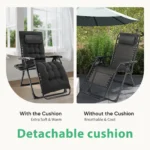 JHK Zero Gravity Recliner Camping Patio Lounge Chair Folding Portable with Cup Holder Trays Removable Cushion For Outdoor Garden - Image 6