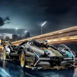 2024 Black V12 Block Roadster RC Tech Racer 1:14DIY Roadster building block assembly Block car toy birthday gift （1000+granule）