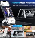 Stand Clear Magnetic Phone Case for iPhone 17 Pro Max Air 13 12 Mini 16 15 14 11 Cases with Kickstand Transparent Holder Cover