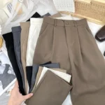 Fall Spring Black Suit Haren Pants Women Fashion Elastic High Waist Casual Trousers. - Image 4
