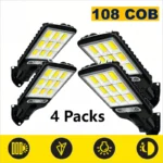 4 pc Solar Outdoor LED Wall Light with Human Body Waterproof Induction for Garden Terrace Garage Courtyard and Street Lighting - Image 7
