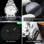 OPK Brand Steel Belt Dual Calendar Men's Quartz Watch 6003 - Image 6