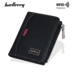 Baellerry RFID Blocking Simple Men's Wallet with Zipper Card Holder Male Photo ID Pocket Coin Purse - Luxury Design