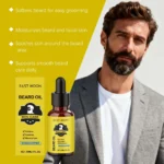 East Moon Men Beard Care Oil Effectively Nourish Quick Absorbing Grooming Soften Healthy Caring Natural Fragrance Beard Essence - Image 3