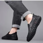 Men’s Hand Stitched Genuine Leather Slip On Shoes Business Formal Occasion Wedding Party Footwear Leisure Official Board-Shoes