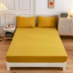 Kuup Polyester 3pcs Solid Color Queen Size Bedding Set - Fitted Sheet & Pillowcases with Elastic Band Mattress Cover - Image 9