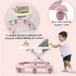 2 in 1 Baby Walker with Music & Light Spinning Toy Dining Tray Safety Brake Floor Mats Push Handle Baby Push Walker Anti-slip - Image 4