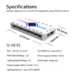 UPSIREN U-H8 5V 3PIN ARGB＆4PIN PWM HUB Computer Case Fan Light Synchronous Bottom magnetic design with Remote Control