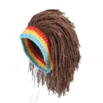 【CC22】Men Women Synthetic Wig False Braid Dreadlocks Beanie Cap Handmade Crochet Hat Cosplay Party Headwear Warm Knitted Wig Hat