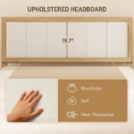 Full Size Upholstered Headboard Platform Bed with Wooden Slats, No Box Spring Needed, Easy Assembly, Natural Finish - Image 3