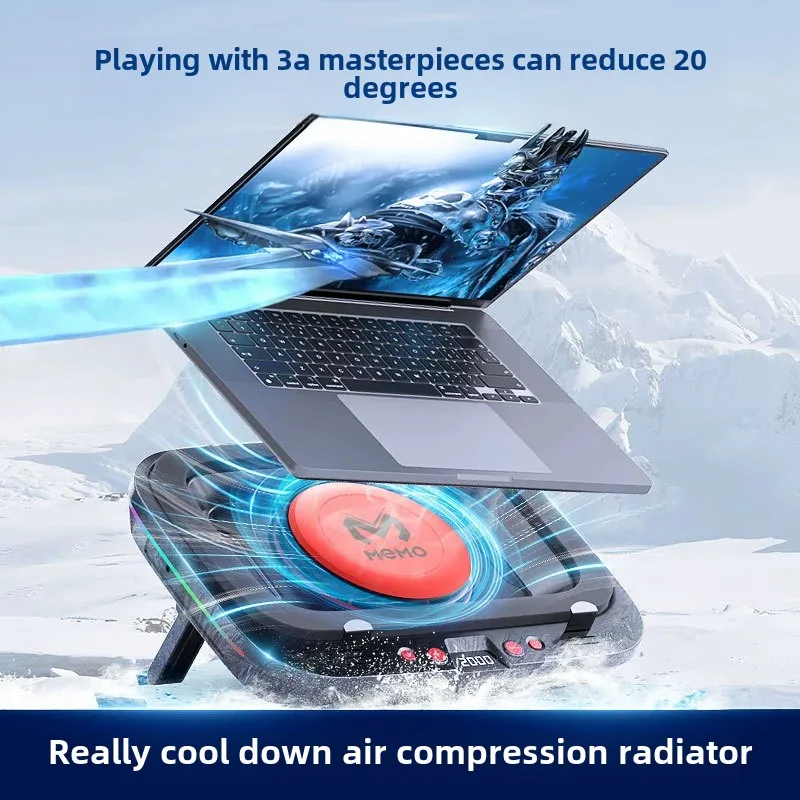 S0776767dfa074d42a652415c51366e57q.webp MEMO FL08 7 Angle Adjustable Notebook Powerful Fan Cooling Pad for 14-19'' Game Laptop Cooler Strong Wind Kickstand Base Bracket - Image 1