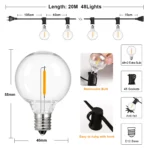 G40 Outdoor Garland String Lights Shatterproof Waterproof Plastic Led Bulb Vintage Connectable Patry Patio Decor Light Chain