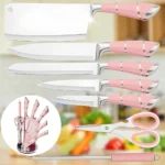 ZENG 9PCS Kitchen Knife Set Stainless Steel Hollow Handle Sharp Meat Cutting Cooking Knife Scissors Bread Knife Fruit Peeler - Image 2