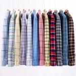 New 100% Cotton Oxford Men’s Shirts Long Sleeves Plaid Soft Regular Fit Formal Dress Shirt Pocket Social Blouse Male Clothes
