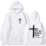 Men's hoodie with religious cross and motivational text prints pullover style autumn fashion hooded hoodie casual hoodie unisex - Image 5