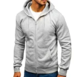 Men's Hoodie Solid Color Basic Hooded Jacket Cardigan Sweatshirt