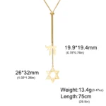 Dawapara Star of David and Jewish Hebrew Chai Pendant Long Necklace Sweater Chain Hexagram Judaism Stainless Steel Jewelry - Image 5