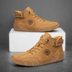 CLOHOO Hand-Sewn Octopus Design Men's Short Boots High-Top Leather Riding Boots Stylish Men's Footwear - Image 5