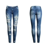 Women Jeans Blue Slim Ripped Jeans for Women Skinny Distressed Washed Stretch Denim M - Image 4